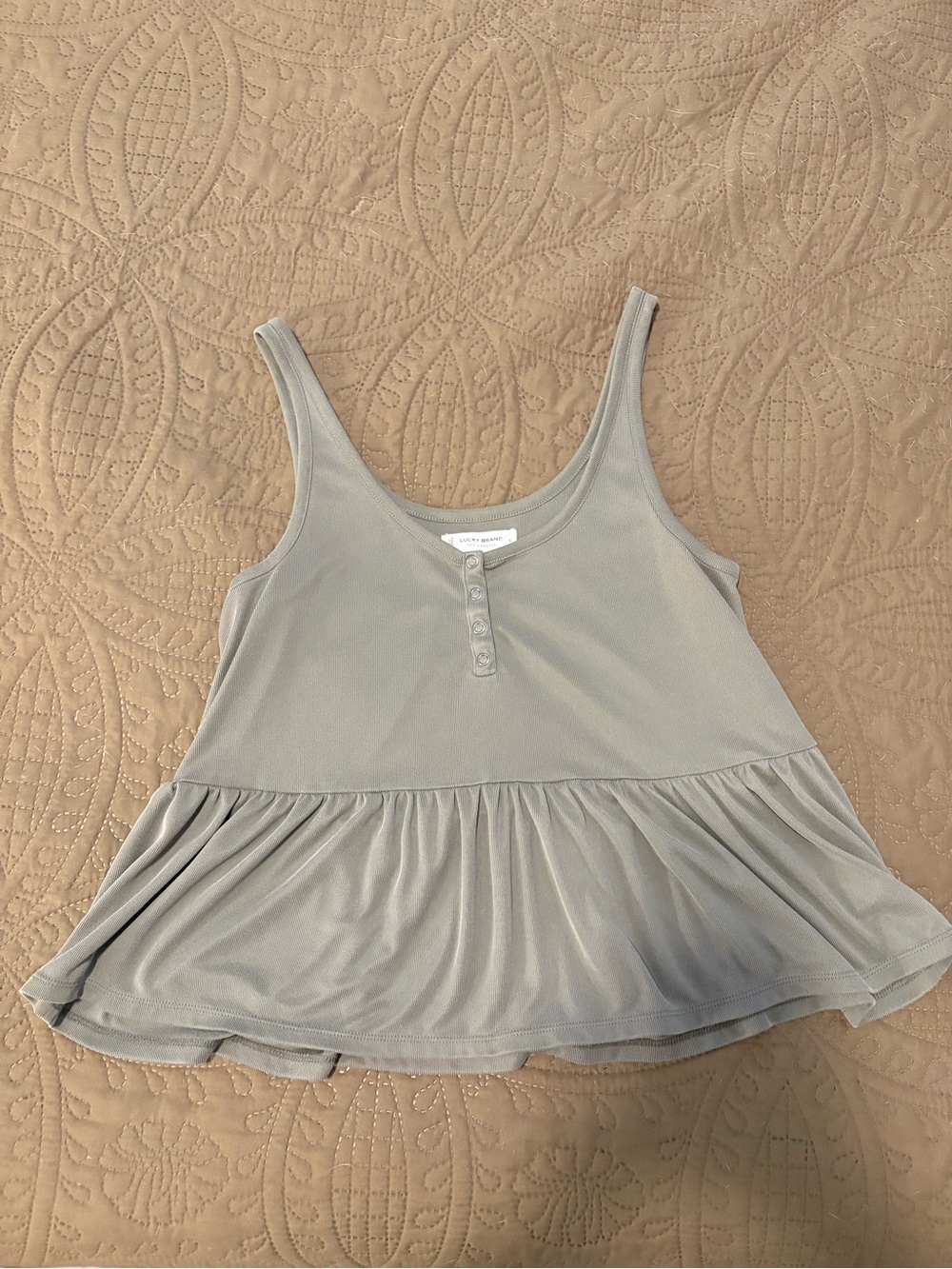 Lucky Brand Dusty Green Peplum Tank Top